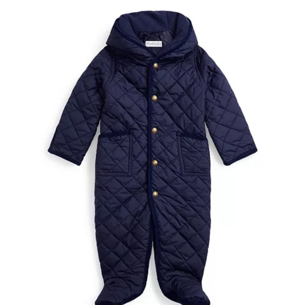 Ralph Lauren water repellent Navy Quilted Baby Snowsuit